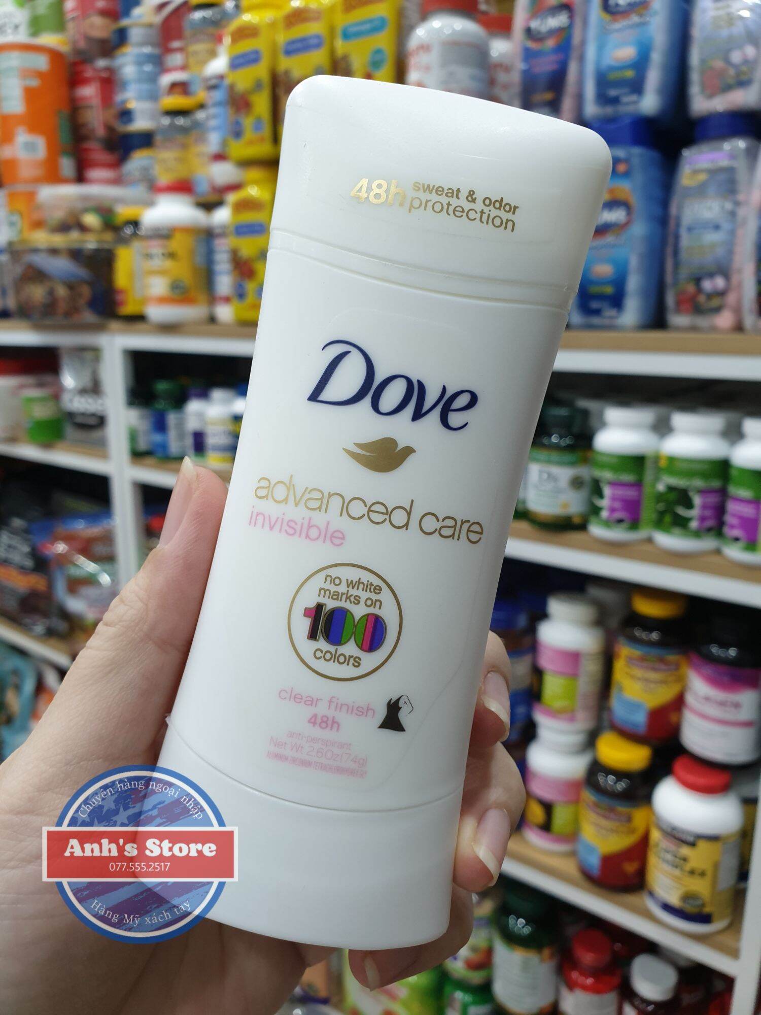 Lăn khử mùi Dove advanced care invisible 48h của Mỹ 74g