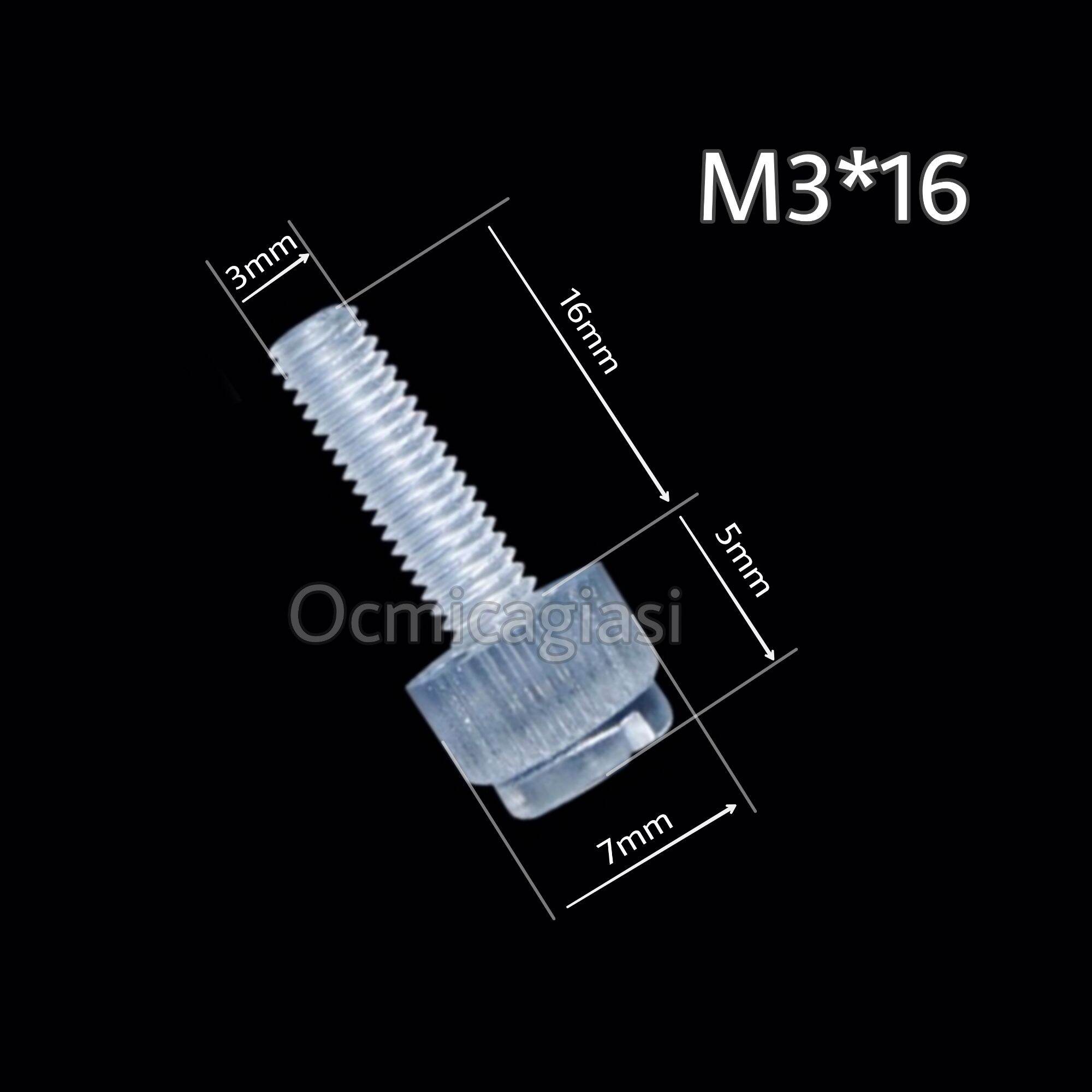 Combo 20 ốc mica, pc M3*16 vặn tay trong suốt