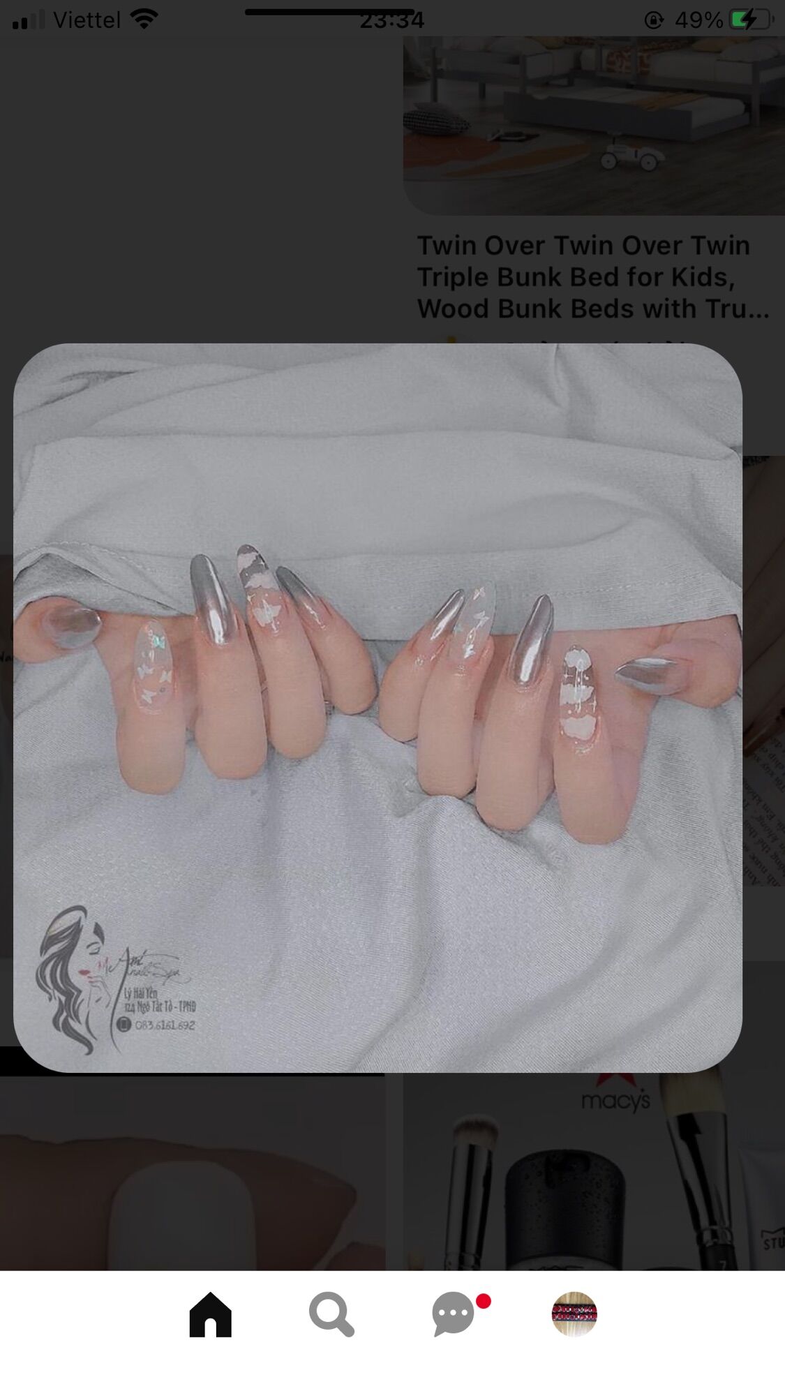 H12 nailbox/ Bộ 10 móng úp tay thiết kế sẵn / móng tay giả phối đám mây và tráng gương cầu vồng