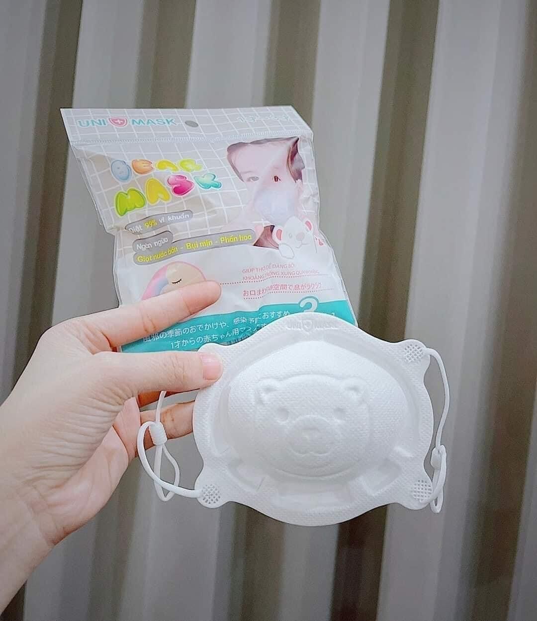 Túi 3 cái khẩu trang cho bé gấu uni mask