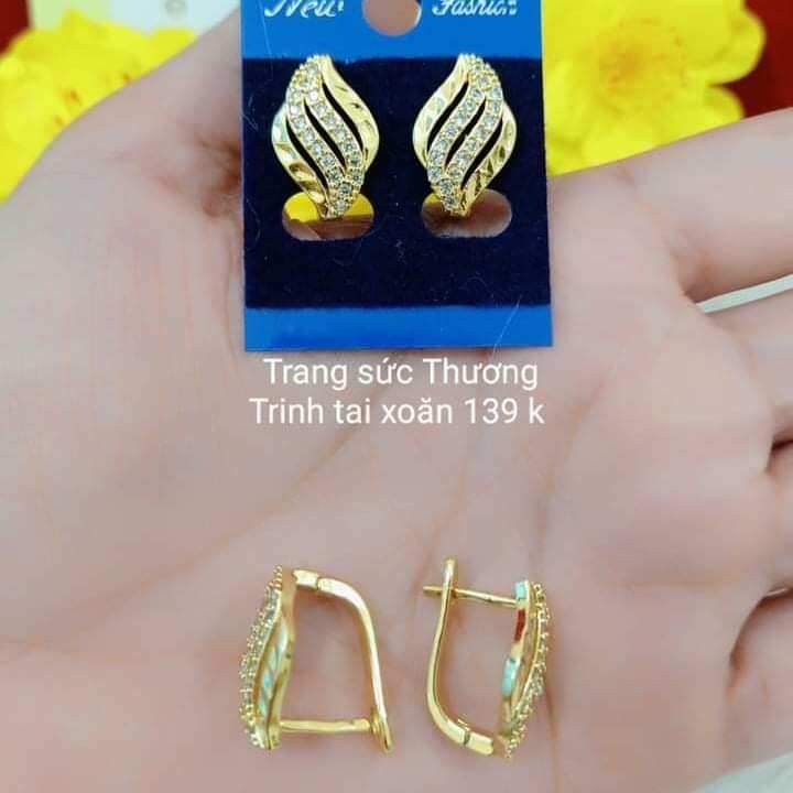Bông tai, hoa tai nữ màu vàng cam kết bền màu mãi mãi sáng bóng