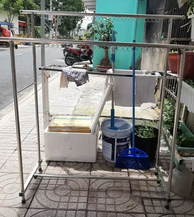 [Siêu Rẻ]Sào phơi đồ đôi chân vuông Inox 100% chắc chắn ko gỉ sét