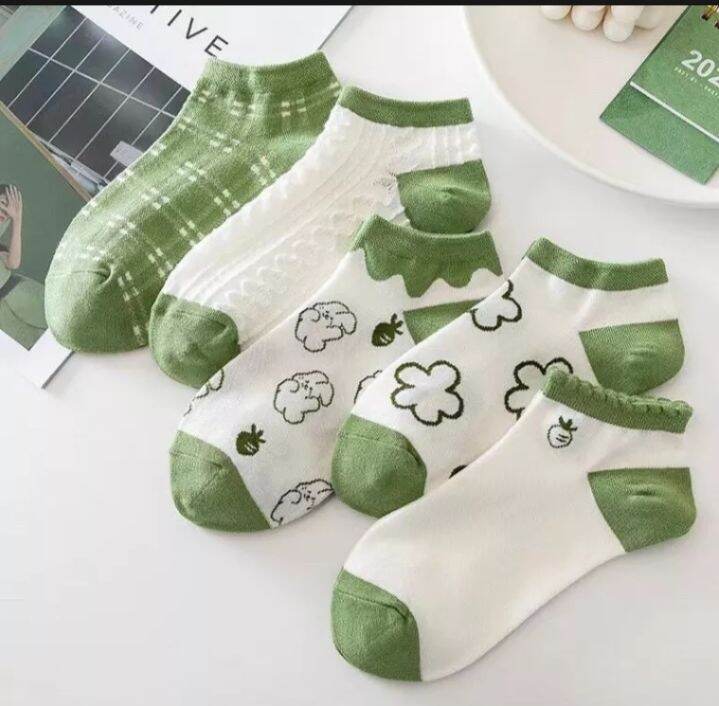 Set 5 vớ nữ cổ ngắn nhiều mẫu và màu cho khách yêu lựa chọn thay đổi