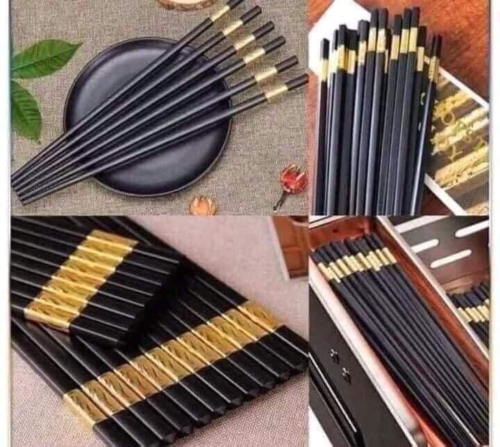 Đũa mạ vàng Hàn Quốc hộp 10 đôi