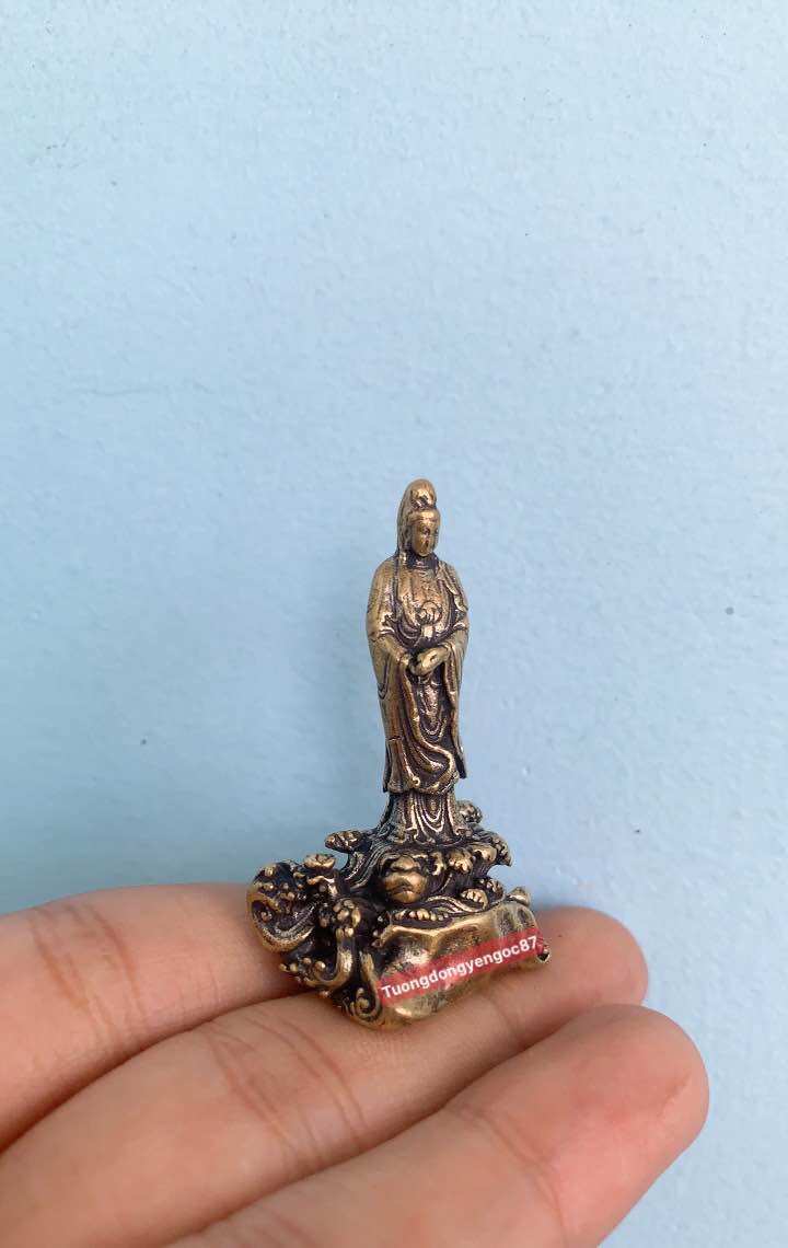 Tượng đồng phật bà quan âm đứng mini