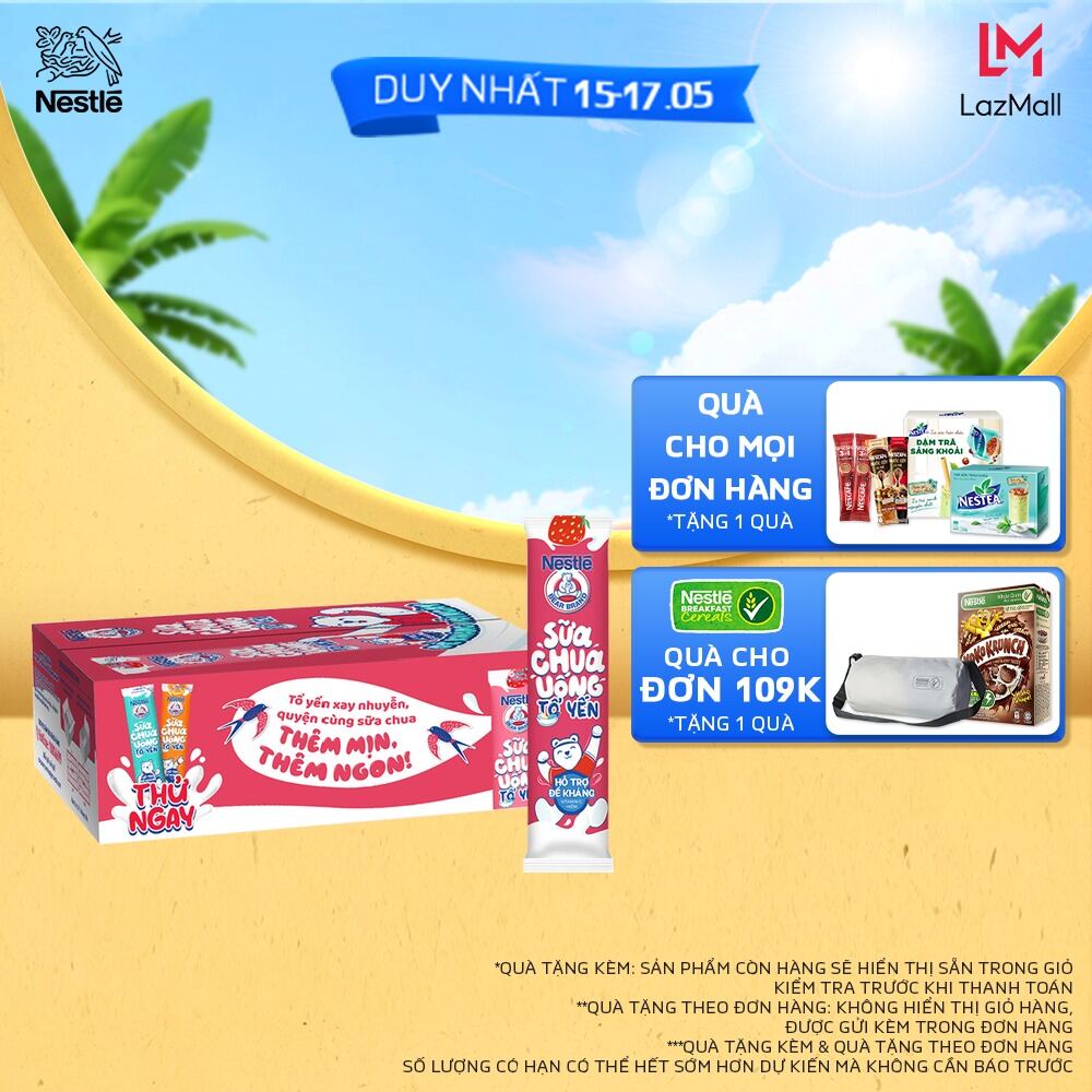 Thùng 28 gói Sữa chua Tổ Yến Nestlé Gấu Hương Dâu 28x75ml