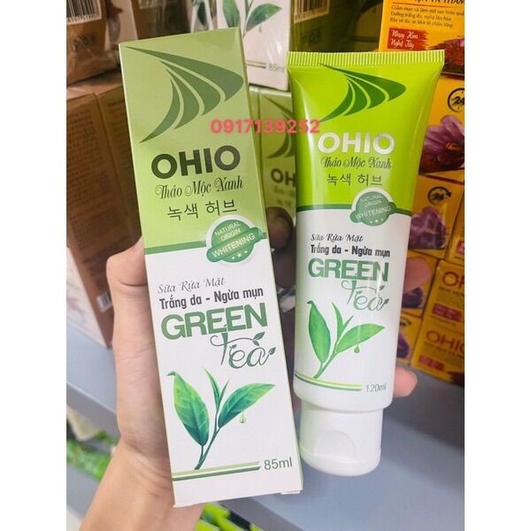 Sữa rửa mặt ohio trắng da ngừa mụn trà xanh
