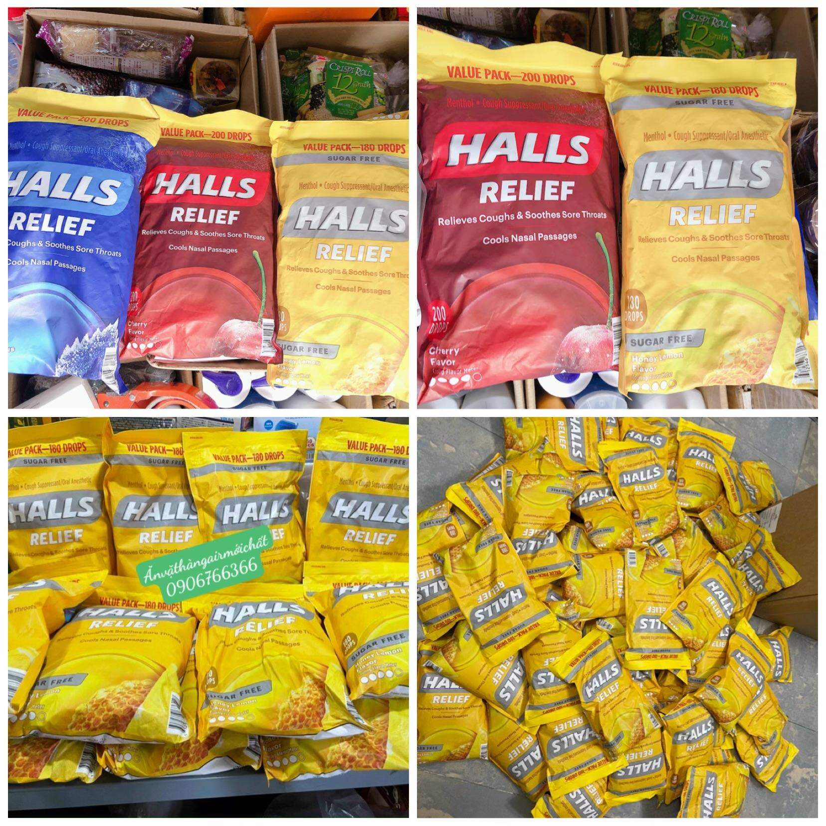 Kẹo Halls Thông Họng Giảm Ho Free Sugar 180 viên - 200 viên