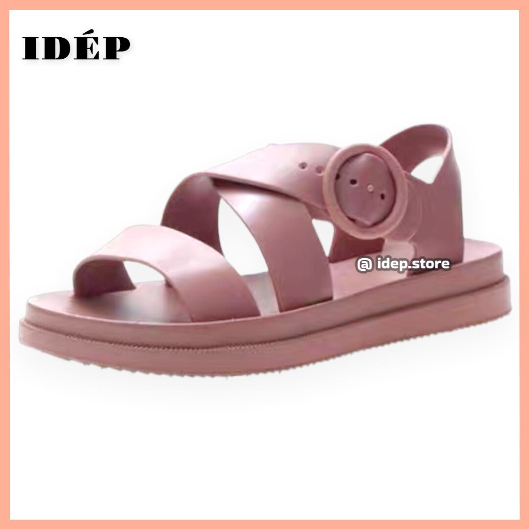 [HCM]Giày Sandal Nữ Nhựa Dẻo Đi Mưa Hapu (Đen Hồng Kem) IDEP - GL008