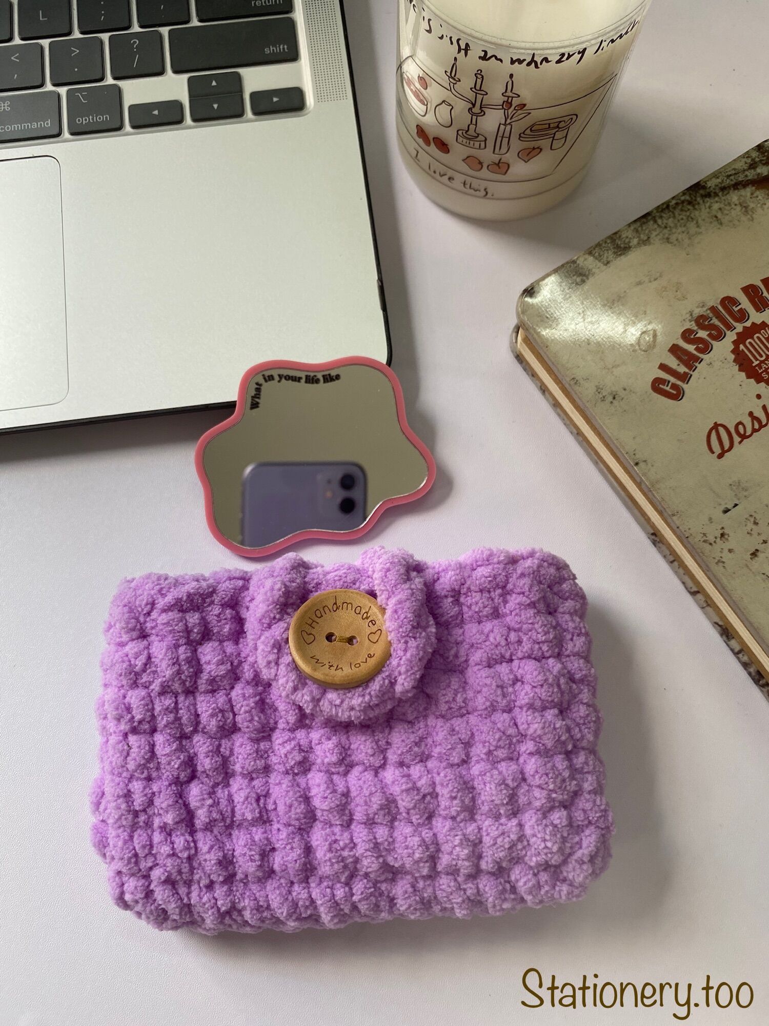 Ví len bông sữa handmade đựng thẻ nhỏ gọn tiện lợi