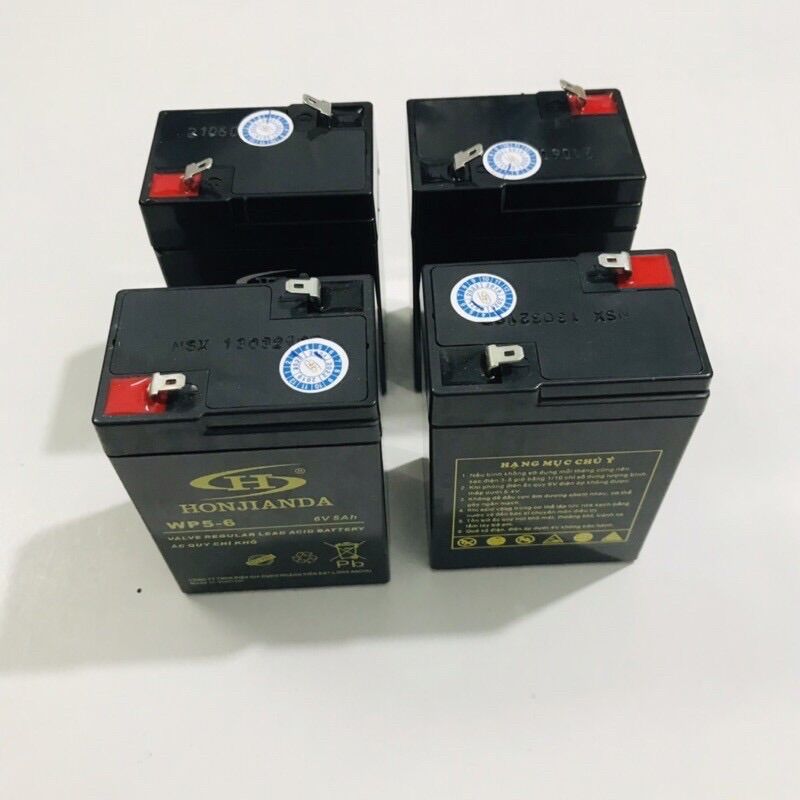 Bình ắc quy khô 6V 5Ah HONJIANDA ( sử dụng cho đèn sạc , quạt sạc )