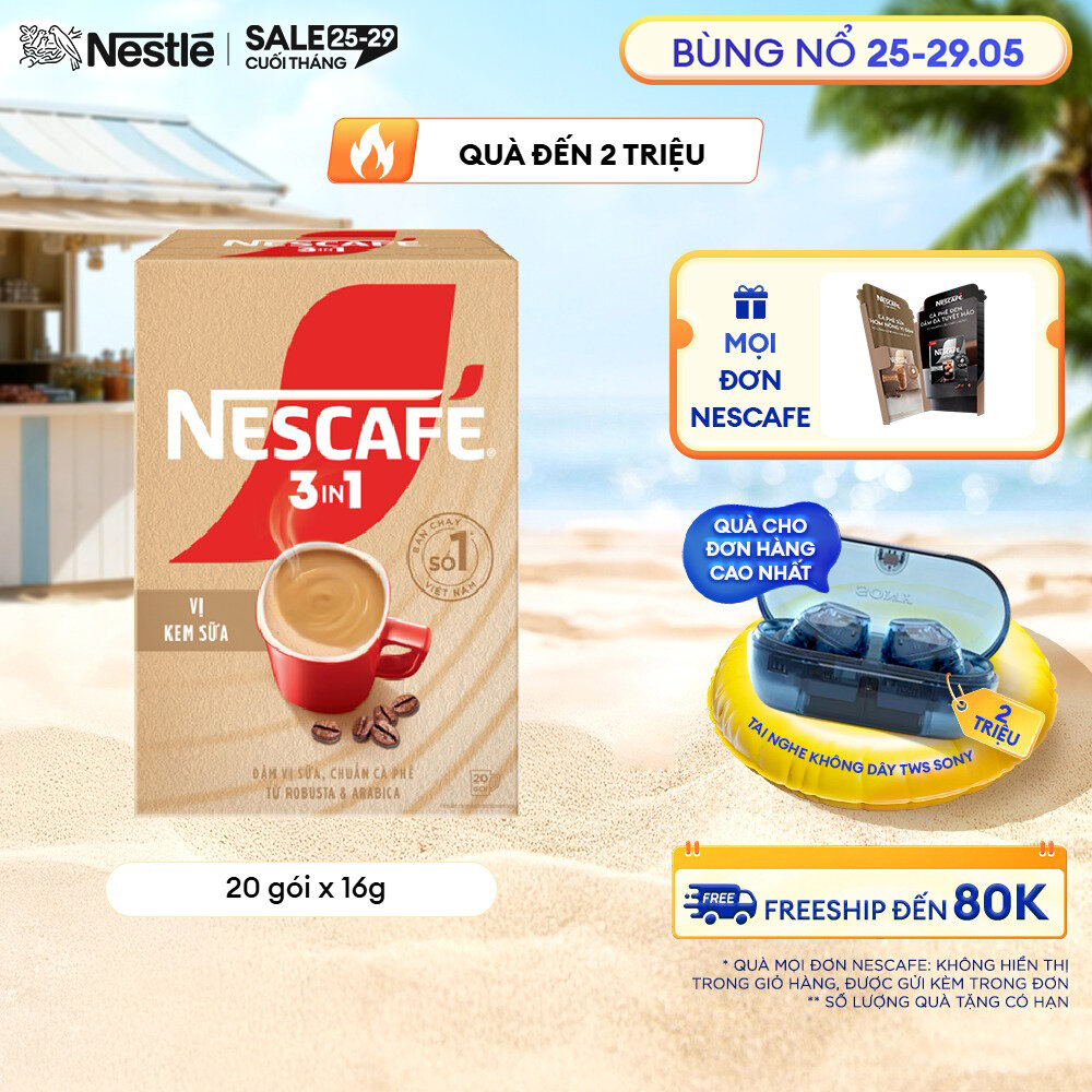 [FREESHIP TOÀN QUỐC] Cà phê hòa tan NESCAFÉ 3IN1 VỊ KEM SỮA 20 gói