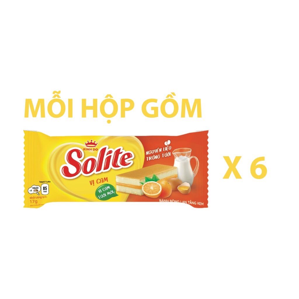 COMBO 6 CÁI BÁNH BÔNG LAN SOLITE KEM VỊ CAM