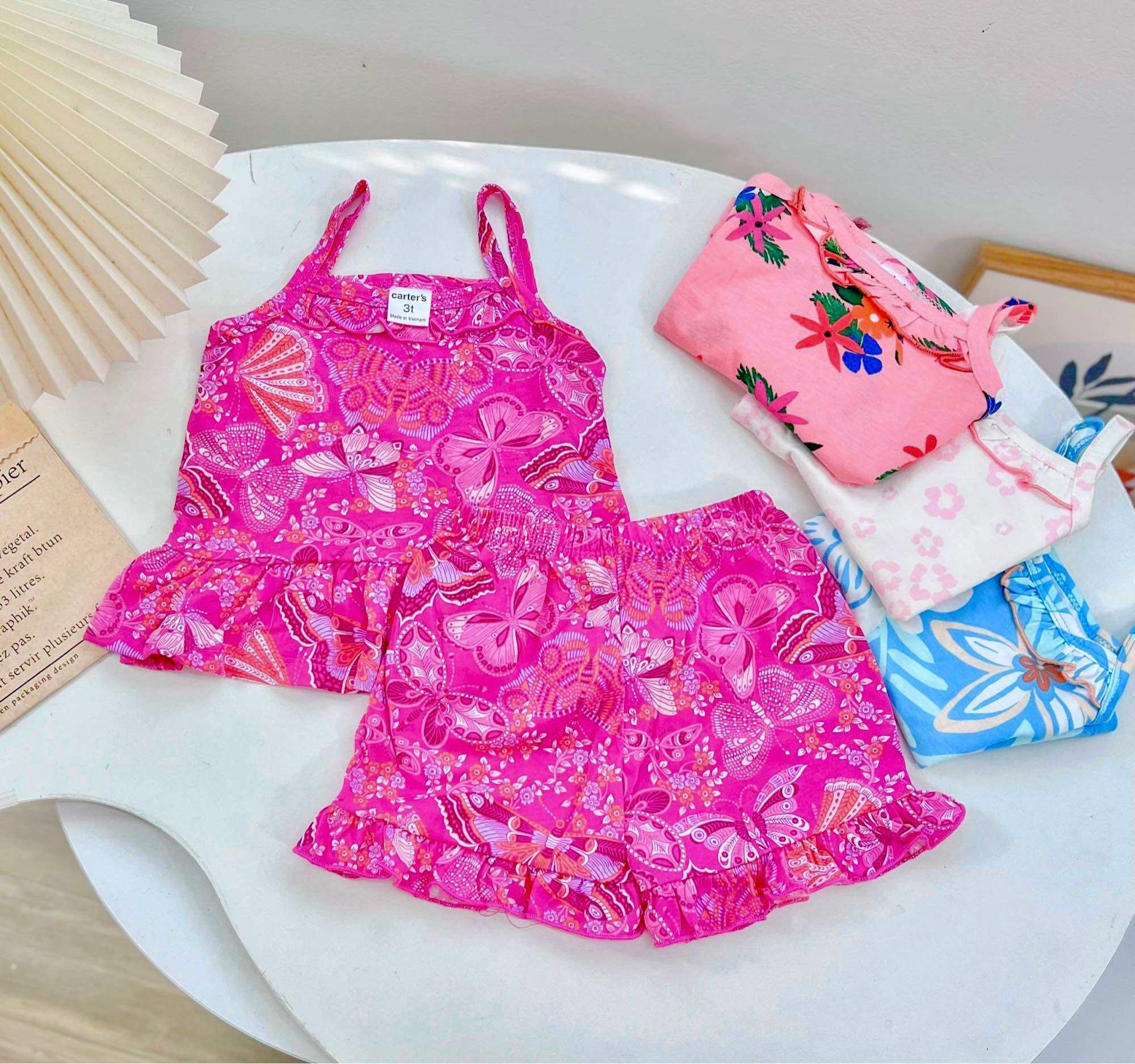 Bộ 2 dây thun cotton cho bé gái 5-18kg