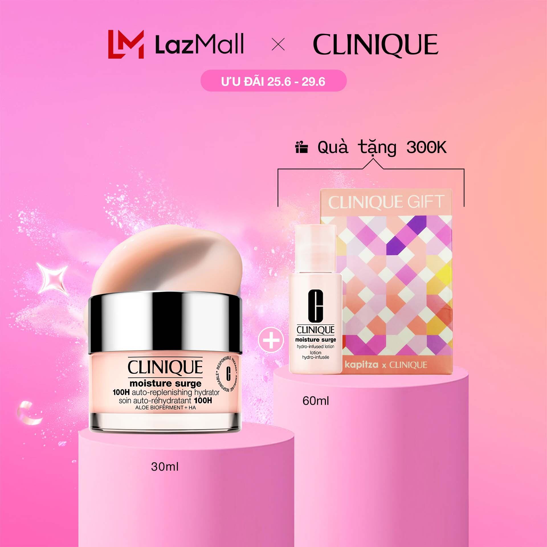 Kem hồng dưỡng ẩm tức thì 100H Clinique Moisture Surge 100H Auto-Replenishing Hydrator - Moisturizer (30ml, 50ml, 75ml)