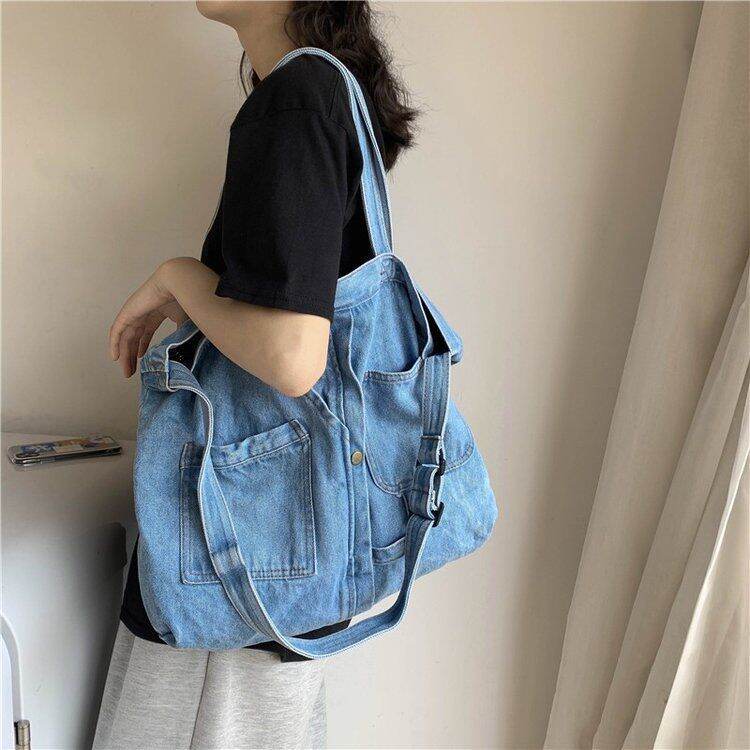 INS Canvas Bag Japanese-style Korean-style Vintage Sense Student Shoulder Bag Artistic Denim Cloth Bag Shoulder WOMEN'S Bag