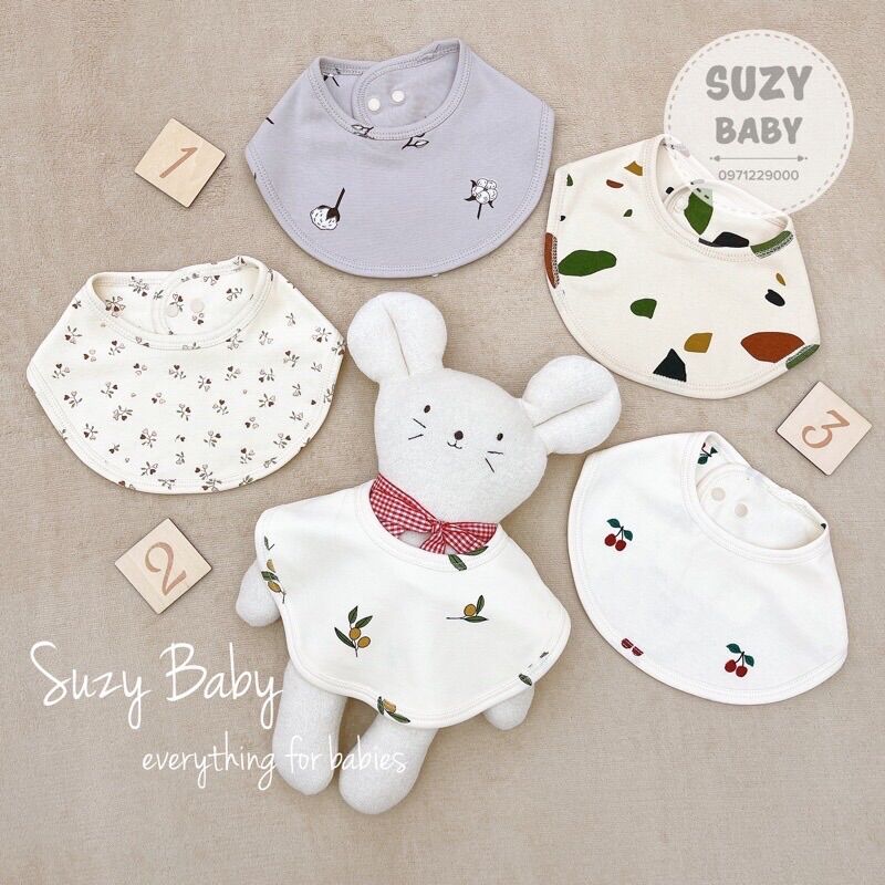 Yếm cotton hayebeva sơ sinh hoạ tiết