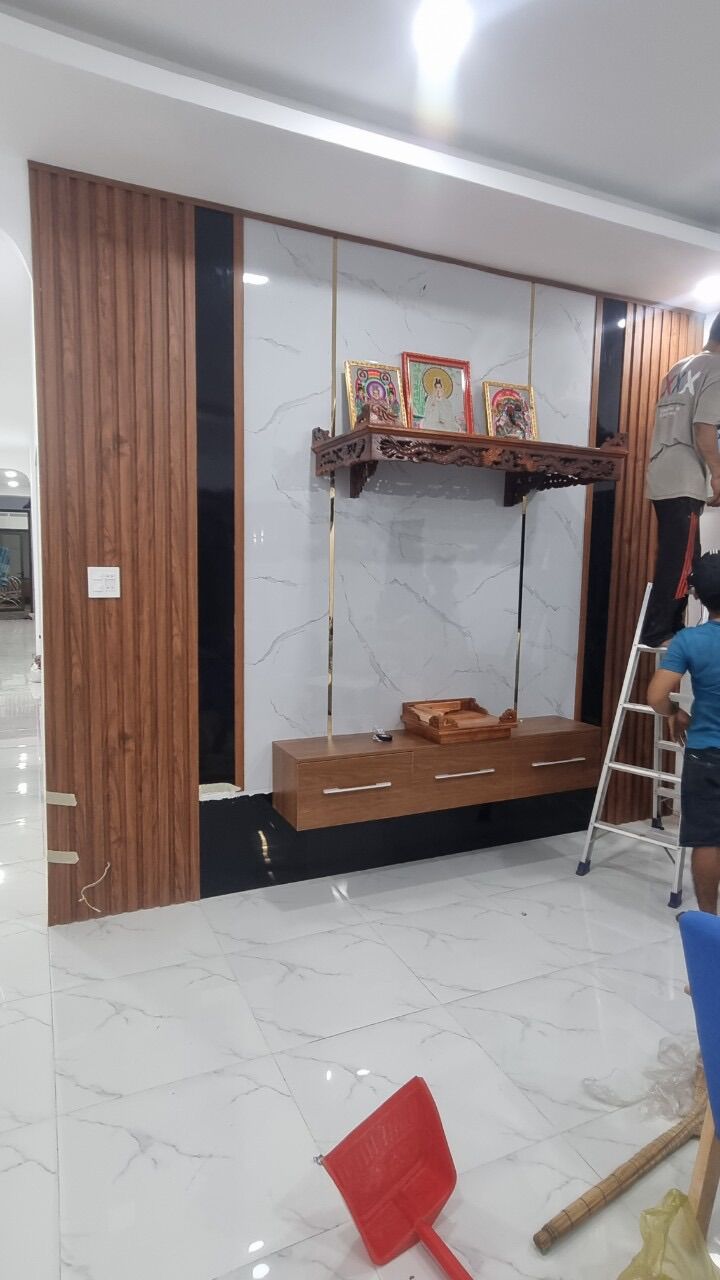 Tấm ốp tường PVC đen vân đá vân mây