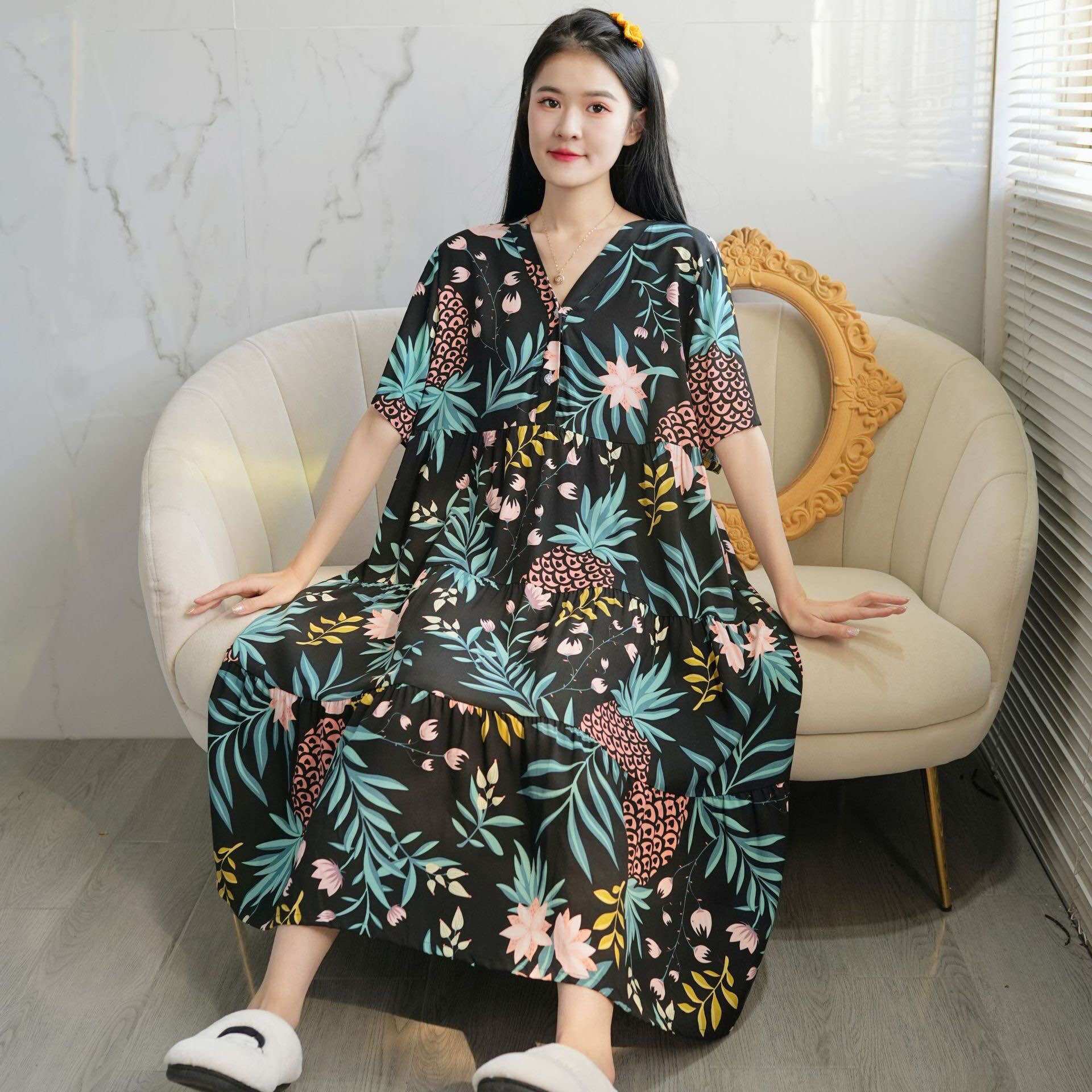 Đầm mặc nhà, đầm bầu lanh lụa freesize rộng siêu thoáng mát