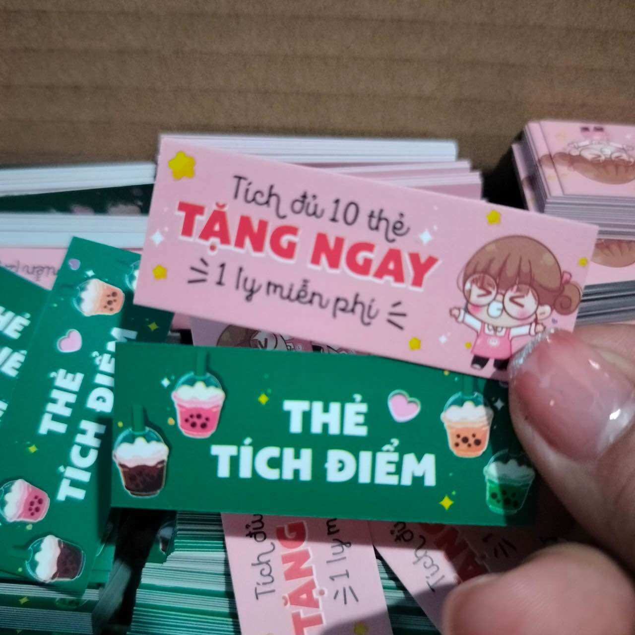 100 thẻ giấy tích điểm trà sữa 2x5.4cm