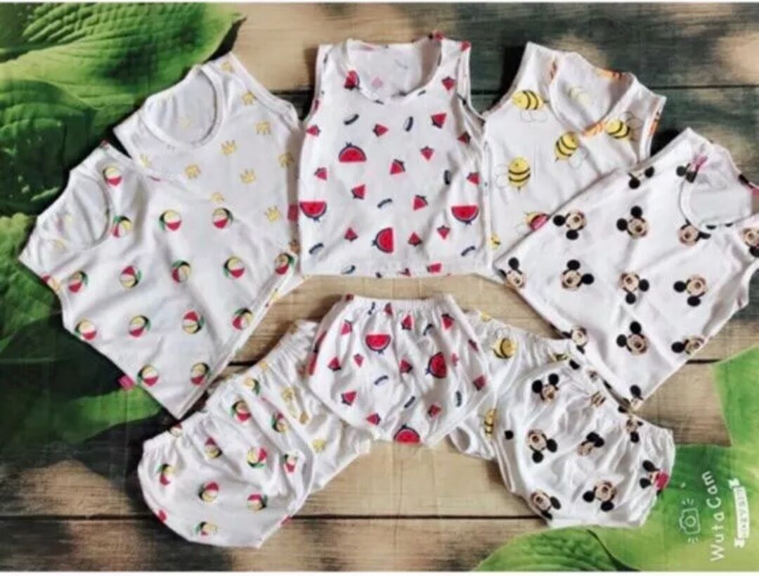 Combo 5 bộ đồ thun cotton áo 3 lỗ quần chíp bé trai_bé gái size 5kg đến 7kg