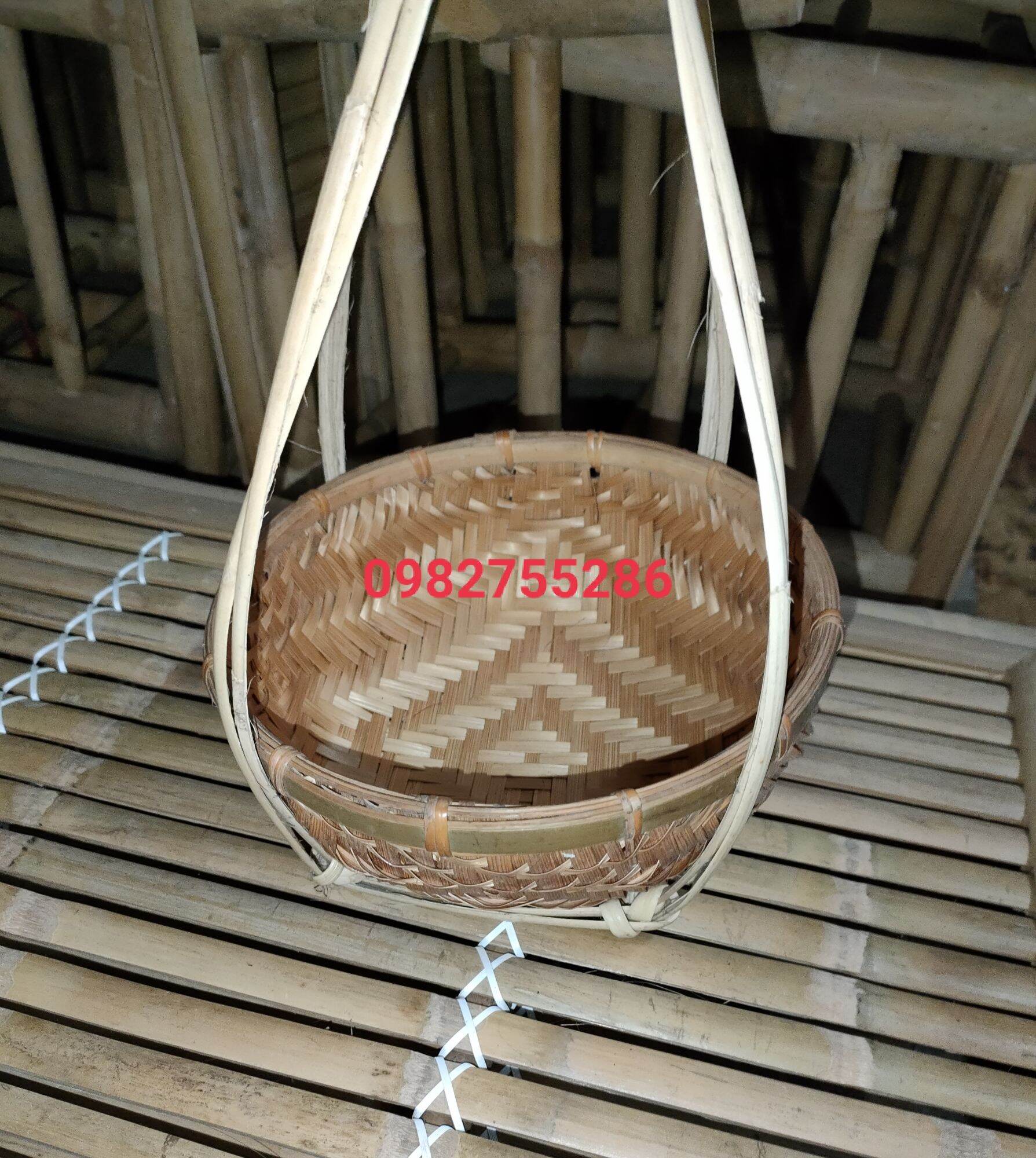 quanh gánh mây tre, bộ gióng gánh decor 20cm