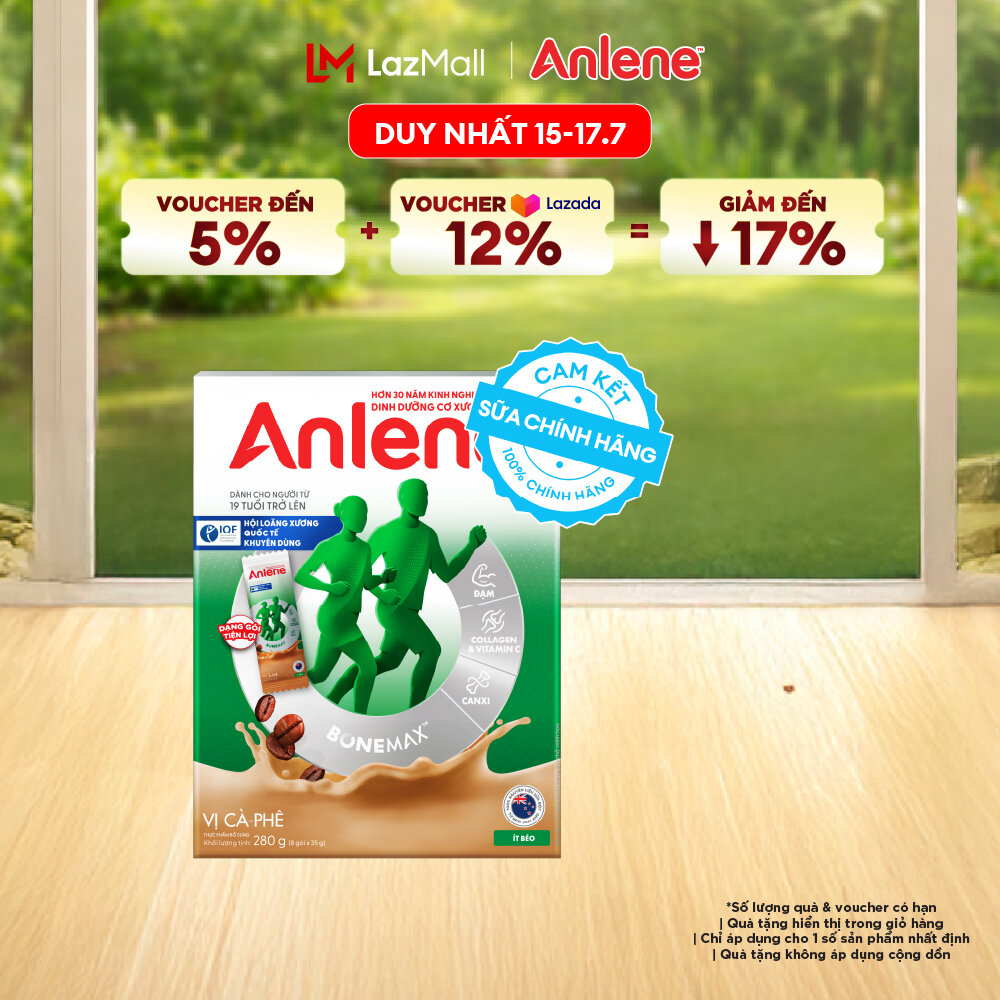 [Voucher giảm đến 26%]Sữa Bột Anlene Hương Cà Phê Dạng Gói Tiện Lợi (8 Gói x 35G)