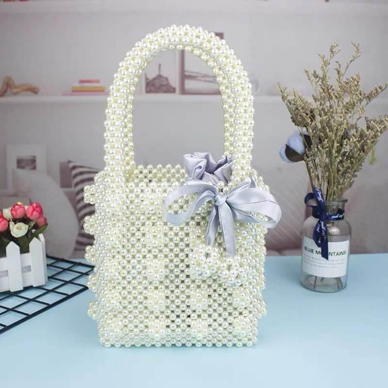 Túi xách tay kết hạt cườm ngọc trai handmade quý phái