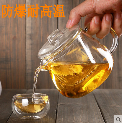 Giá ưu đãi hàng ngày, ấm trà thủy tinh chịu nhiệt cao chịu nhiệt, ấm pha trà, dụng cụ lọc trà, dụng cụ uống nước, bộ ấm trà hoa