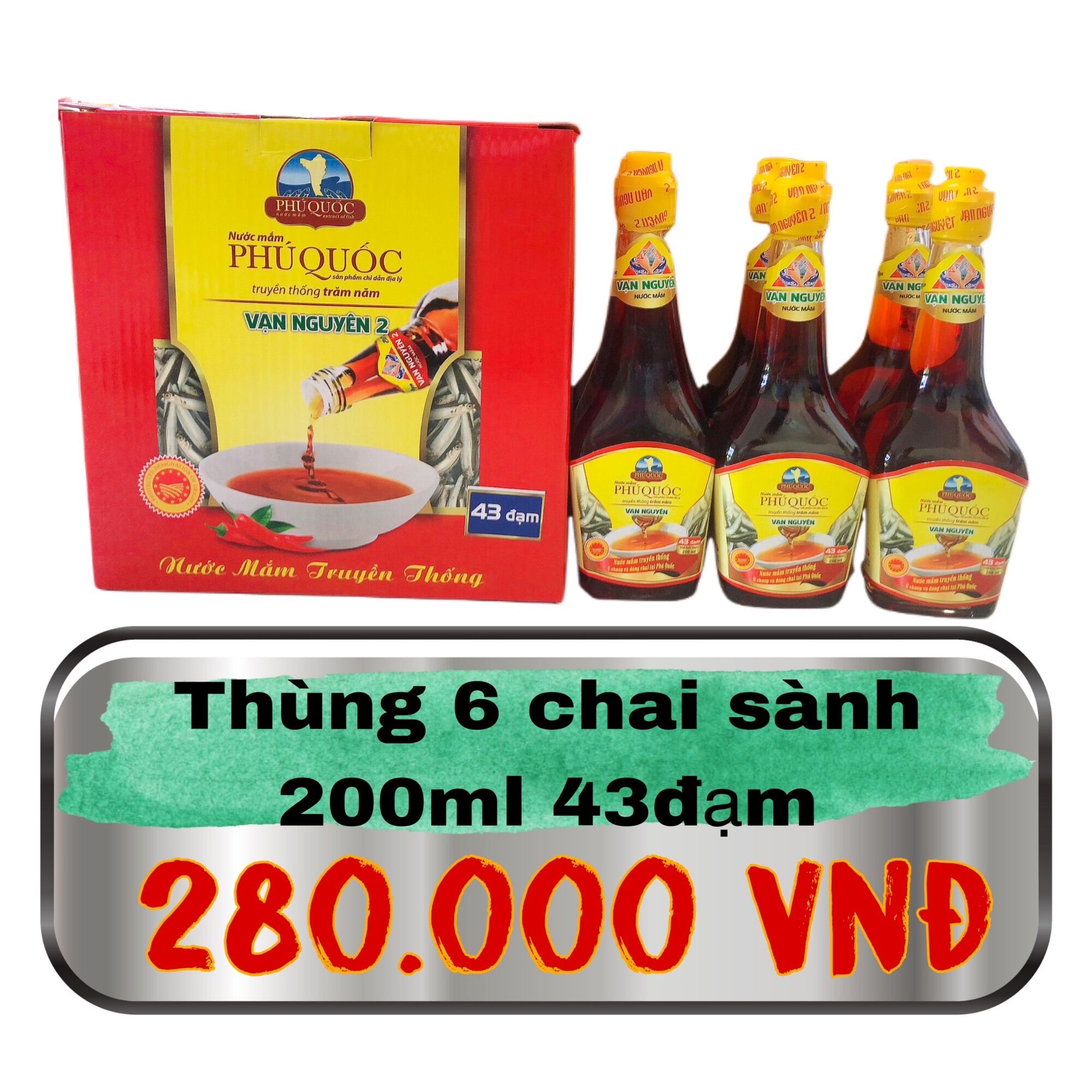 Nước mắm 6 chai 200ml 43 đạm