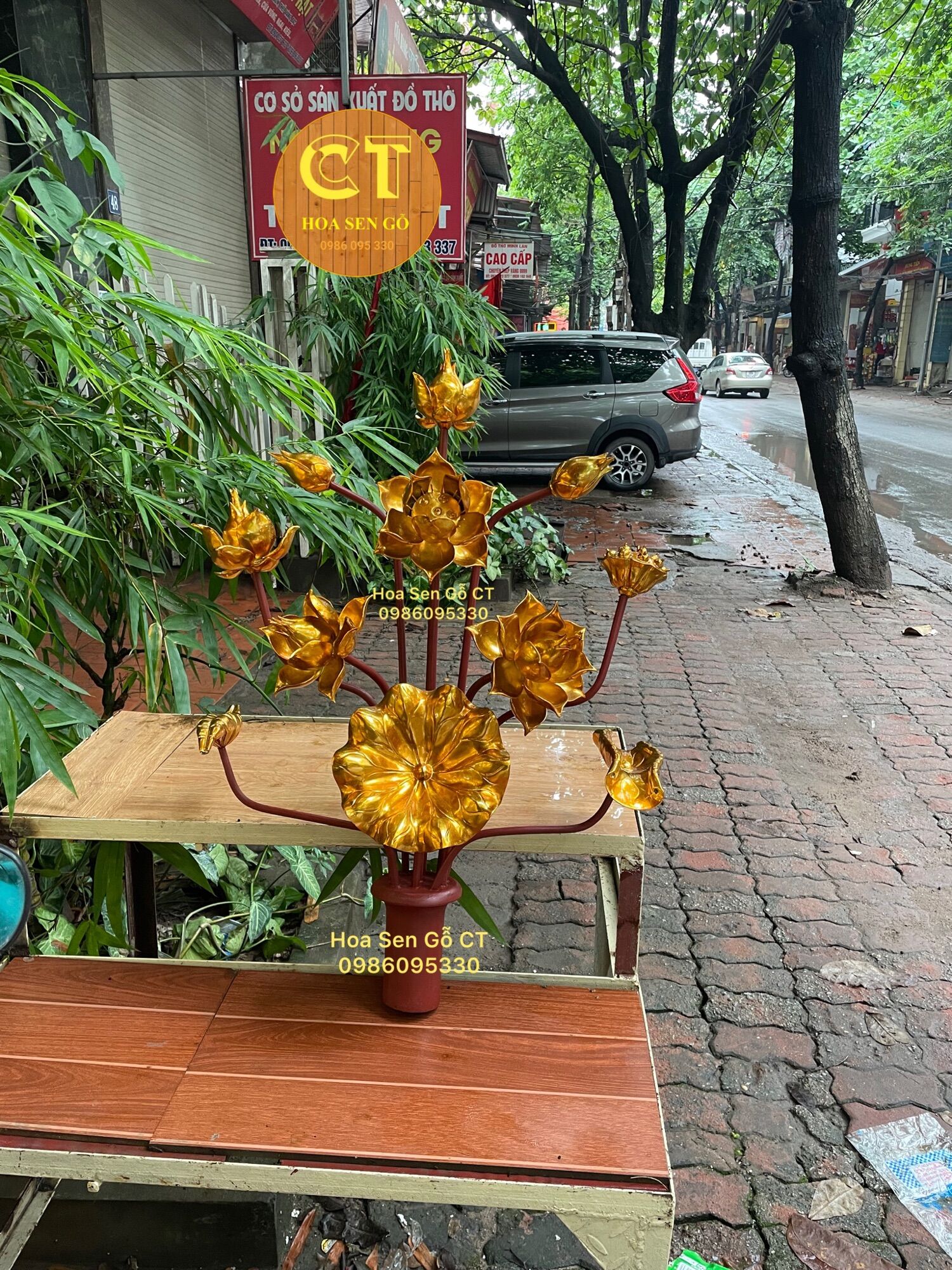 Đế Gỗ Cắm Hoa Bình Sứ