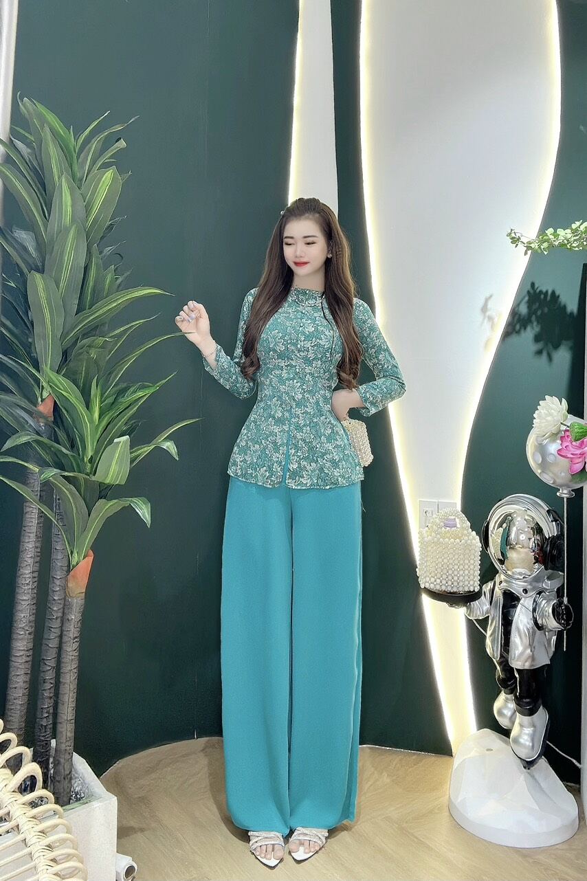 Bộ bà ba cổ tròn nút ngọc thân liền/ Sét bà ba cổ tròn