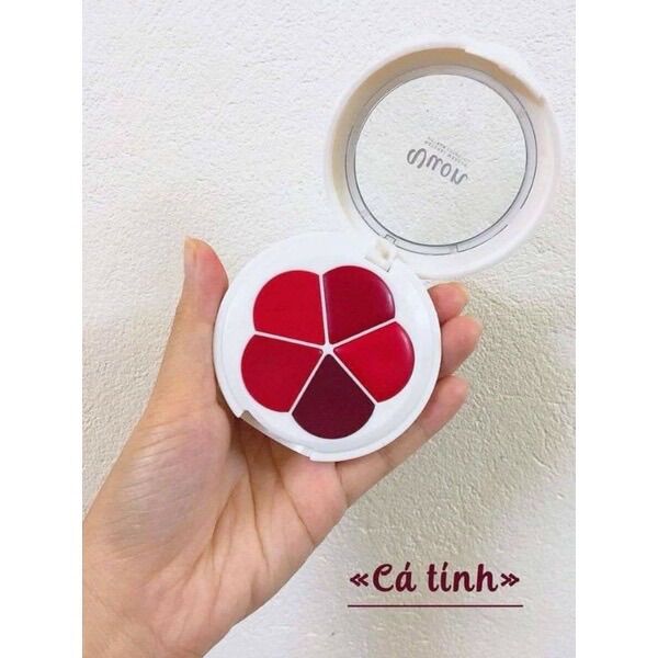 Khay Bông 5 Ô Đựng Son Handmade Hoặc Phấn Mắt Kèm Cọ