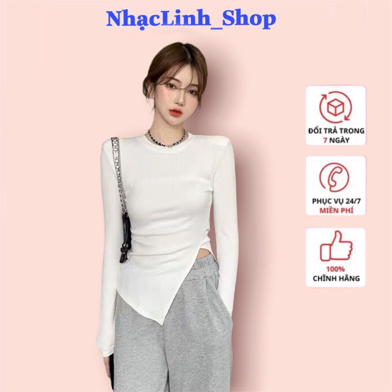 Áo len tăm xẻ tà cho nữ mặc thu đông