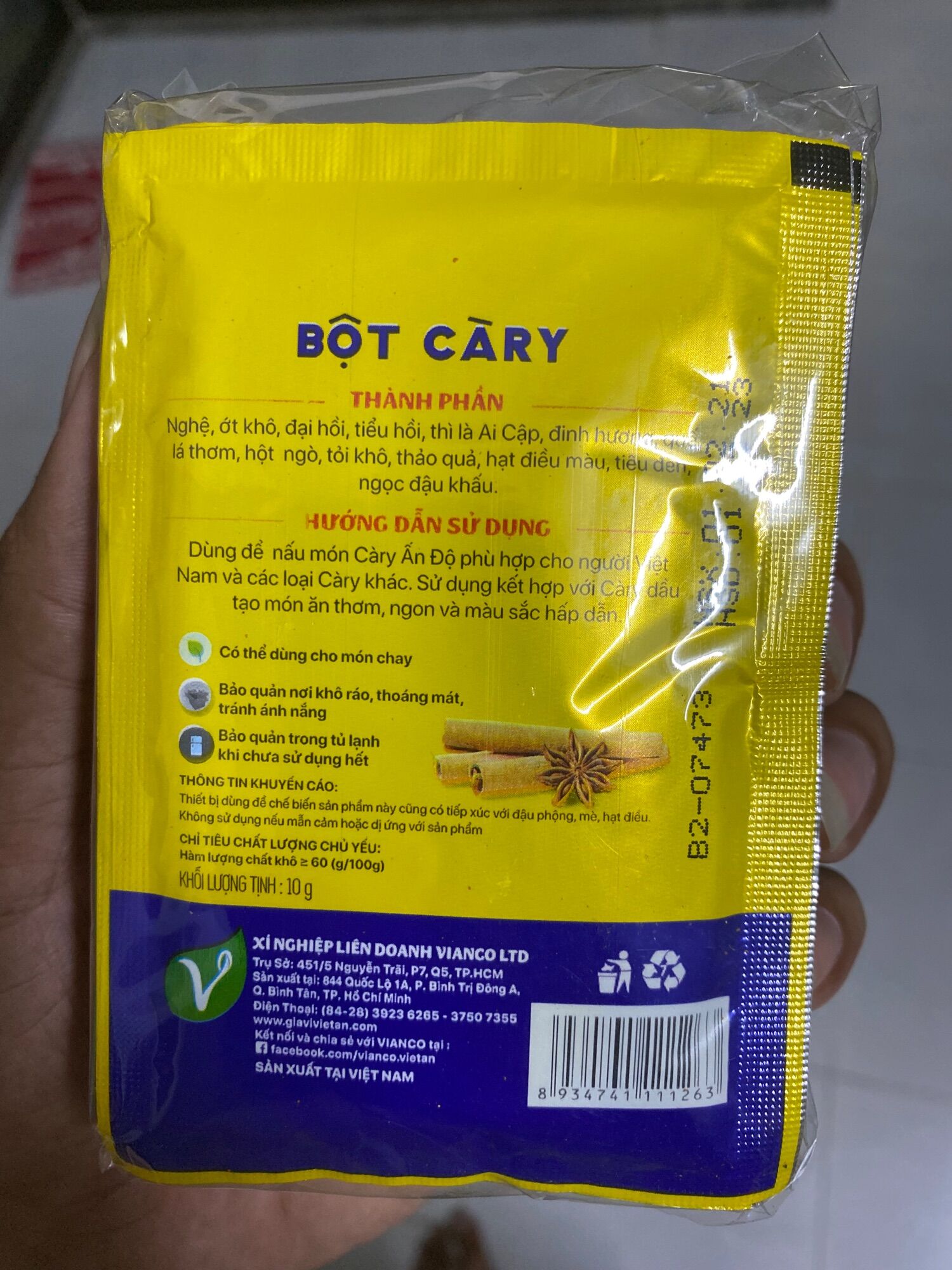 Bột Cary Vianco 10gr ( 10 gói )
