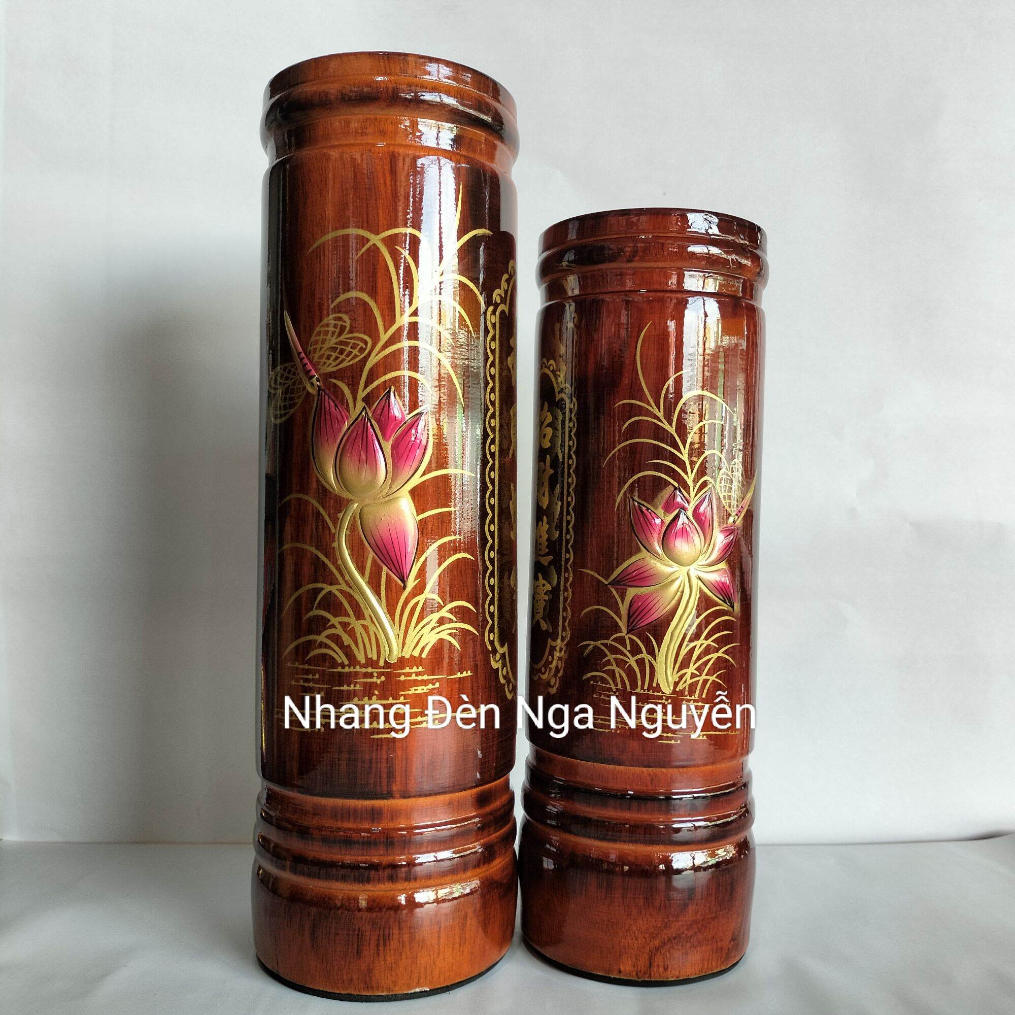 Ống Đựng Nhang Gỗ Tràm Hoa Sen nổi/Ống Nhang Cao Cấp