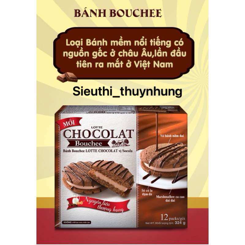 BÁNH BOUCHEE LOTTE CHOCOLAT HỘP 324G (12 CHIẾC)