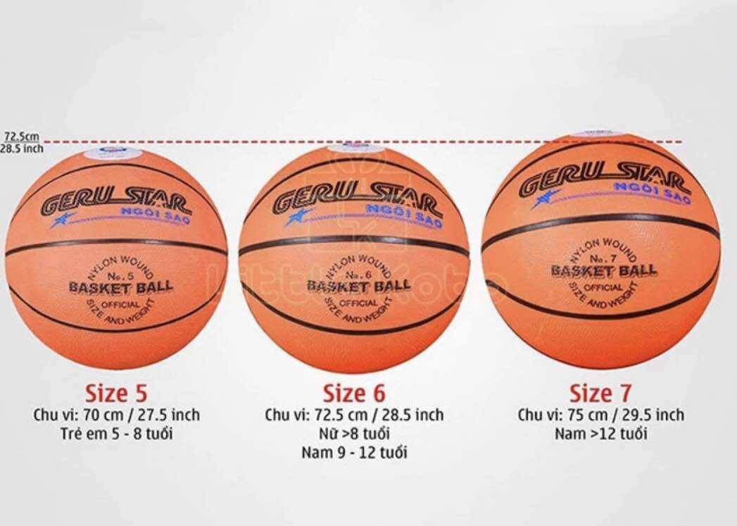 Bóng rổ cao su Geru star size 3,5,6,7