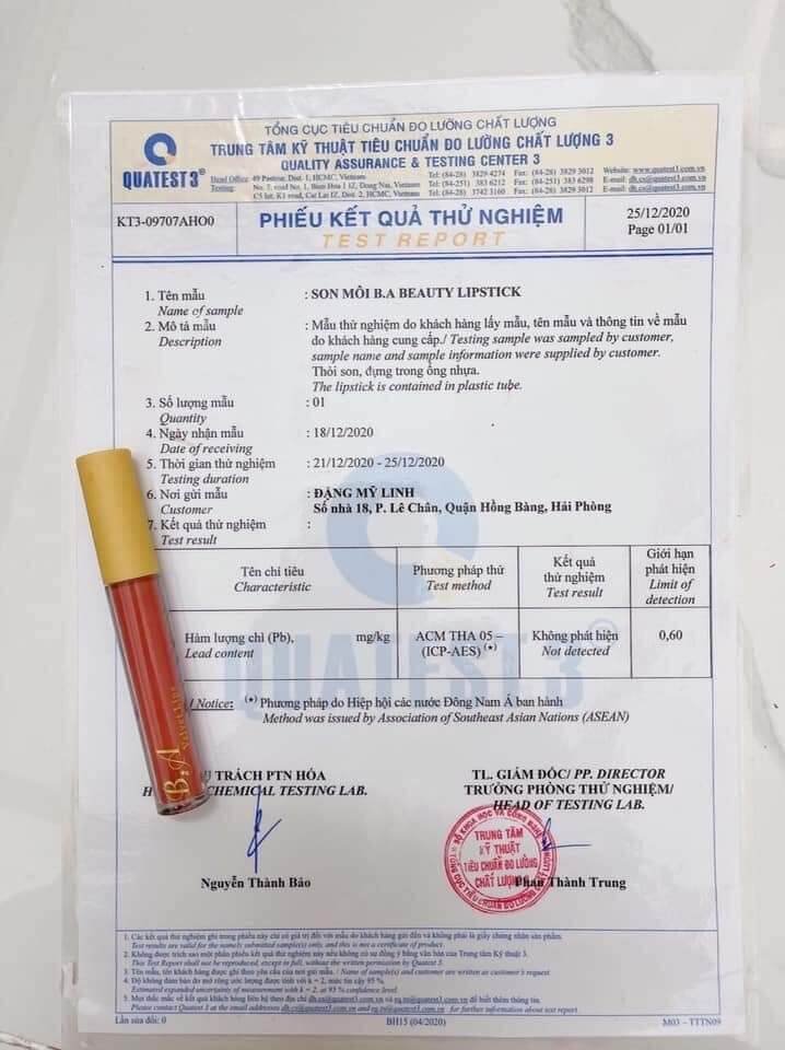 Son BA siêu mịn siêu mềm mướtđộ lỳ level max lâu trôi
