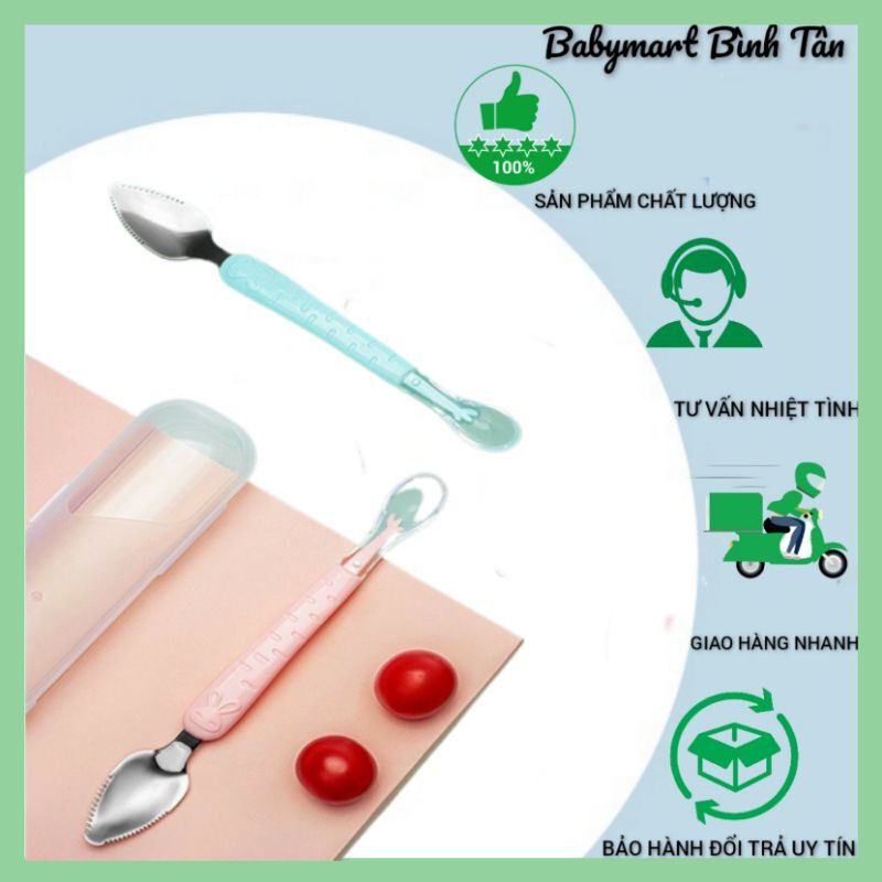 Thìa nạo hoa quả cho bé ăn dặm, muỗng 2 đầu ăn dặm