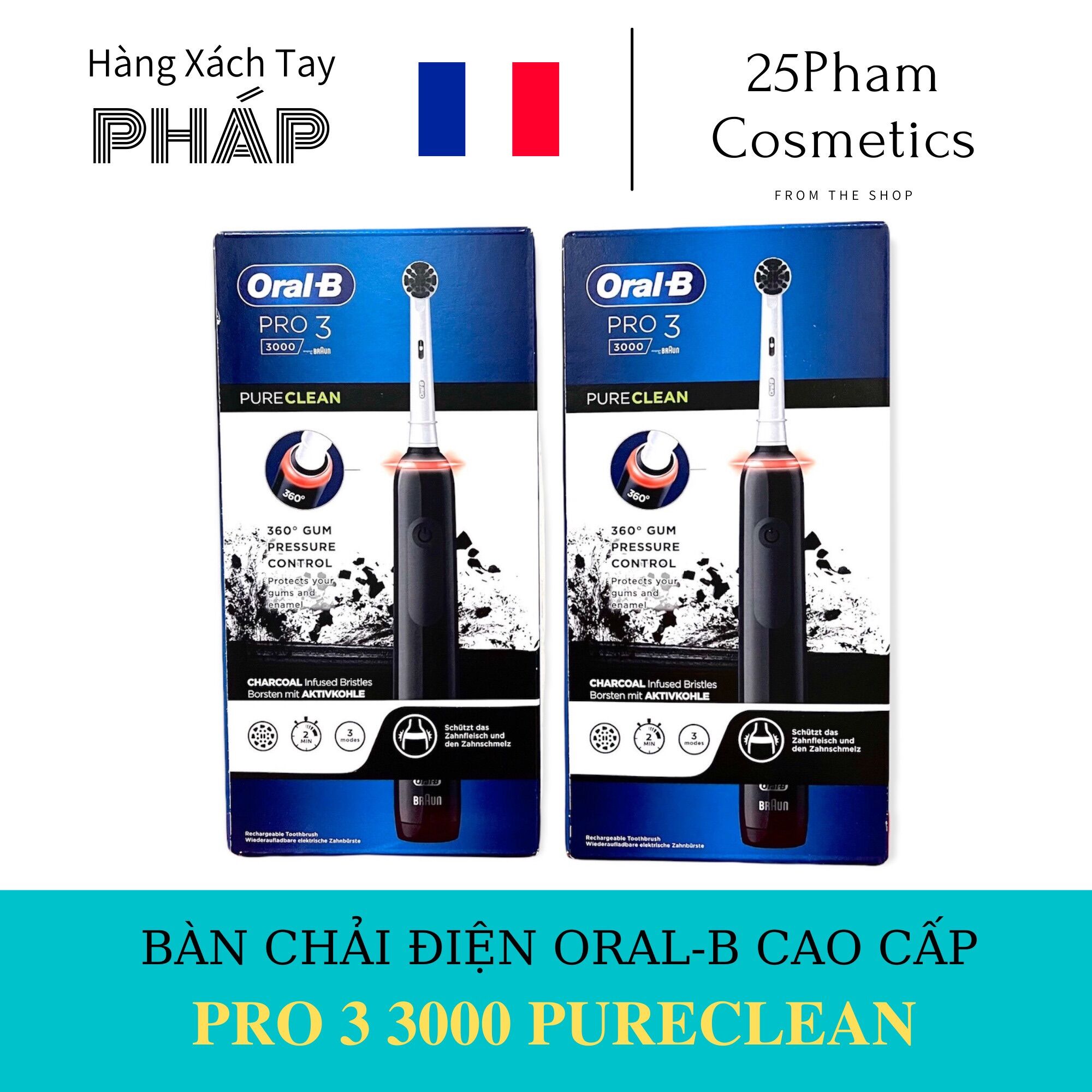 Bàn chải đánh răng điện oral-b pro 3 3000 -dành cho người lớn