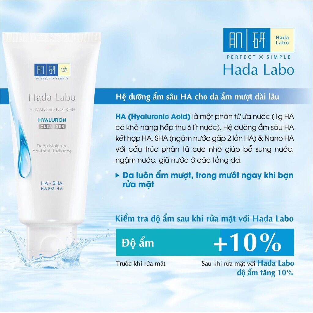Sửa rửa mặt Hada labo dưỡng ẩm màu trắng 80g