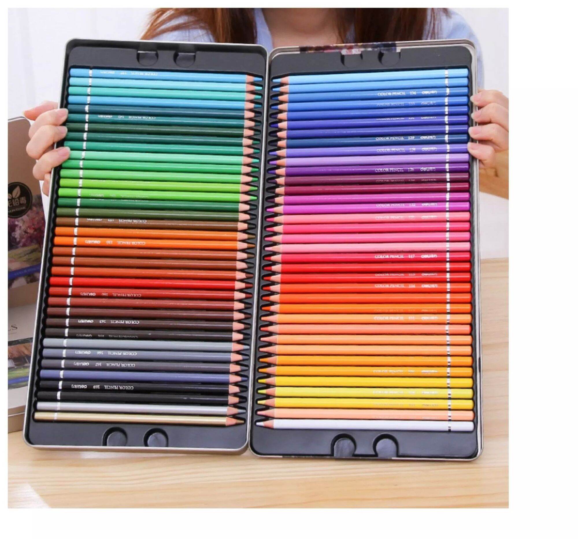 Màu chì Deli gốc dầu bộ chì tô màu khô vẽ tranh cao cấp hộp Thiếc 24/36/48/72 bút -A32. 