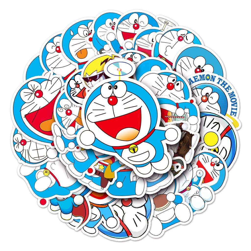 Set 50 sticker hình dán decal Doremon chống thấm nước