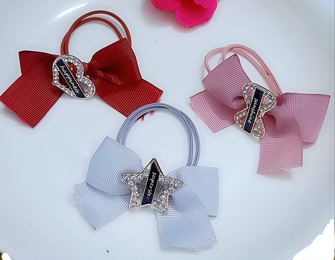 Combo 3 Dây cột tóc nơ kẻ sọc màu ngẫu nhiên