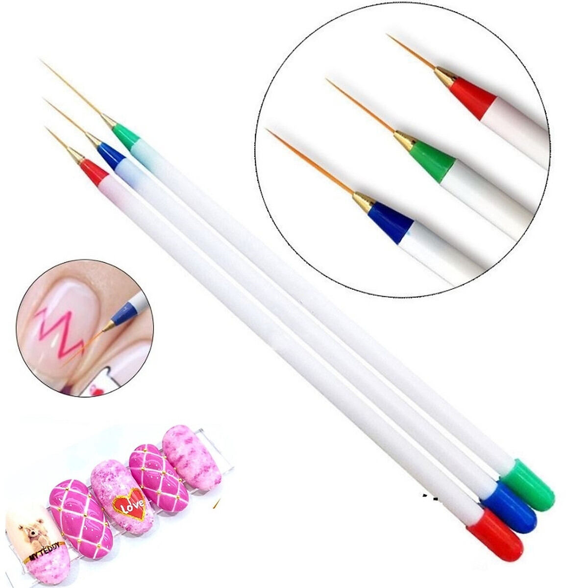 Set 3 cọ râu vẽ móng