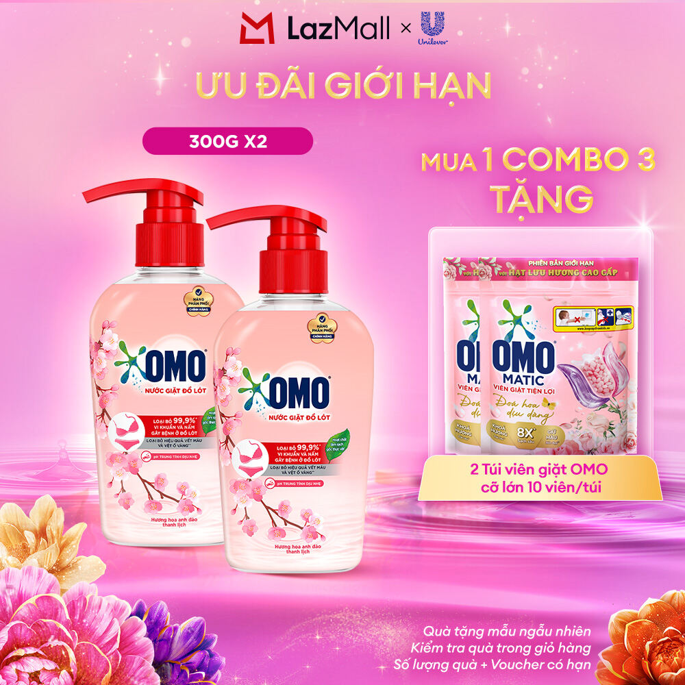 Nước Giặt Đồ Lót OMO Hương Hoa Anh Đào Thanh Lịch 300G