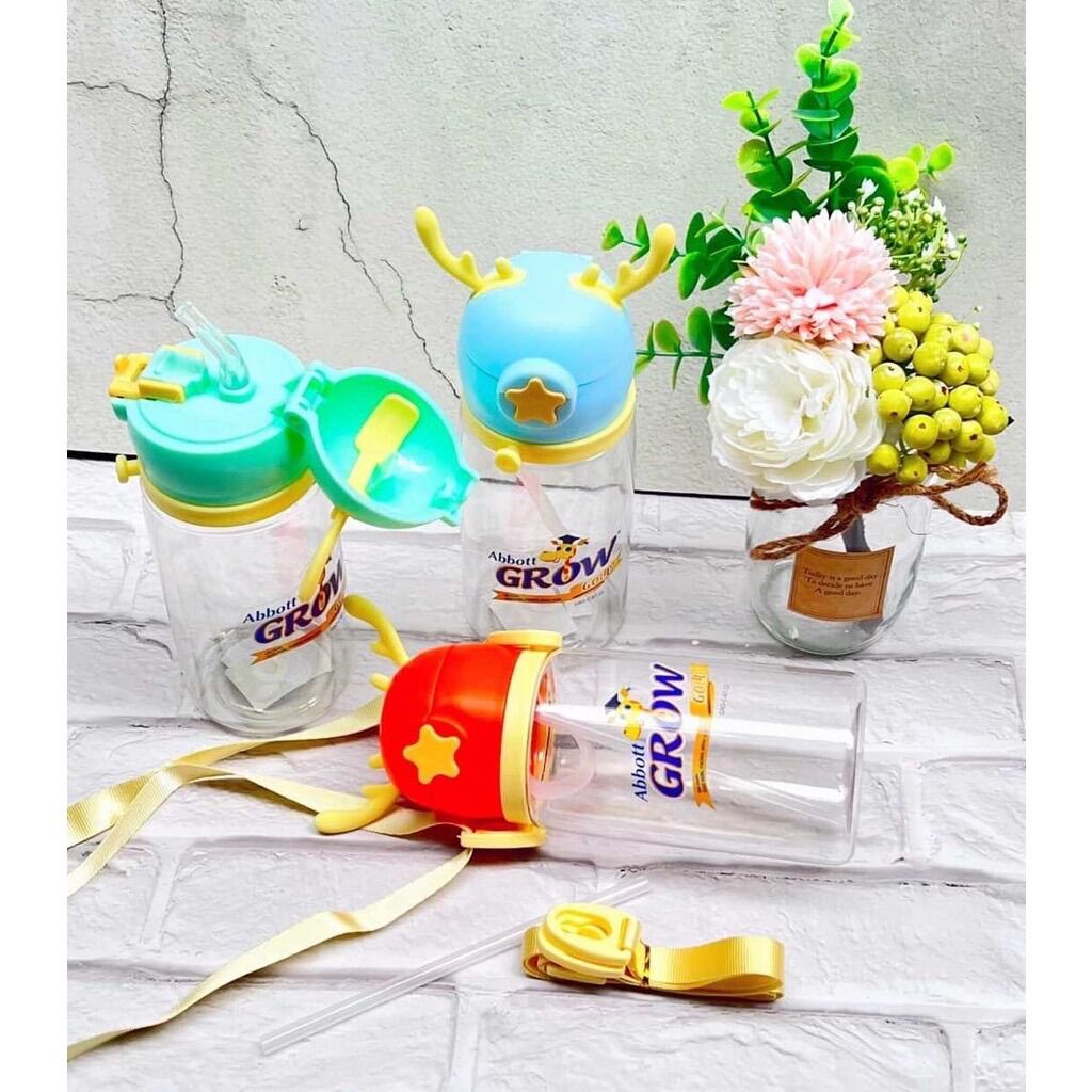 —- Bình nước có sừng - 500ml - hkm grow ( màu cam)