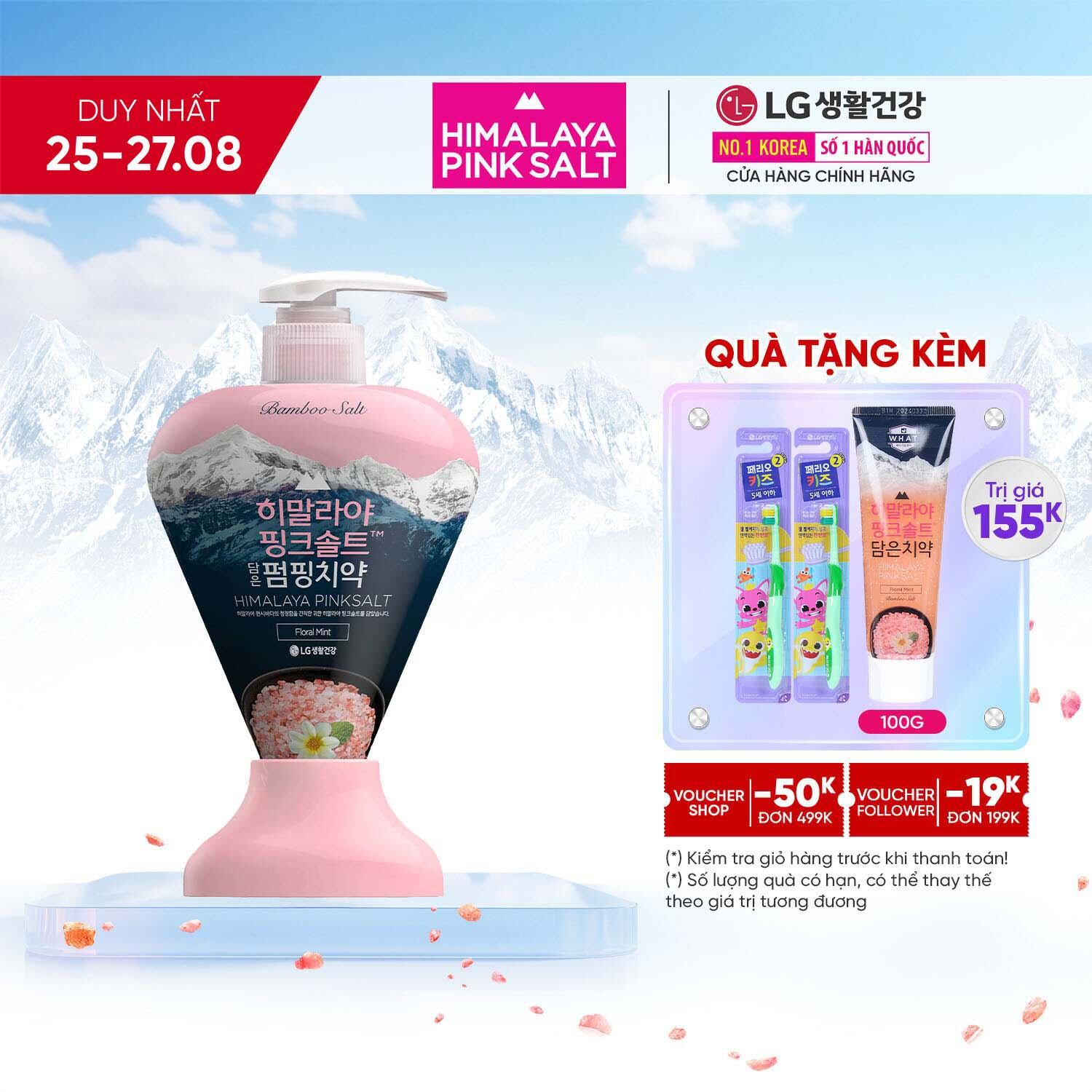 Kem đánh răng Hương hoa bạc hà chứa muối hồng Himalaya và muối tre Bamboo Salt Himalaya PinkSalt 285g