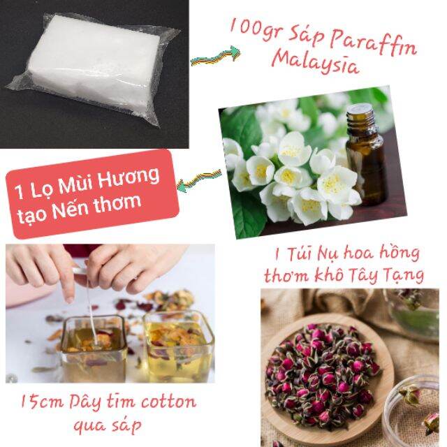 [HCM]Set tự làm Nến thơm Sáp cọ tự nhiên Handmade tại nhà TẶNG KÈM Lọ Mùi Hương làm Nến thơm